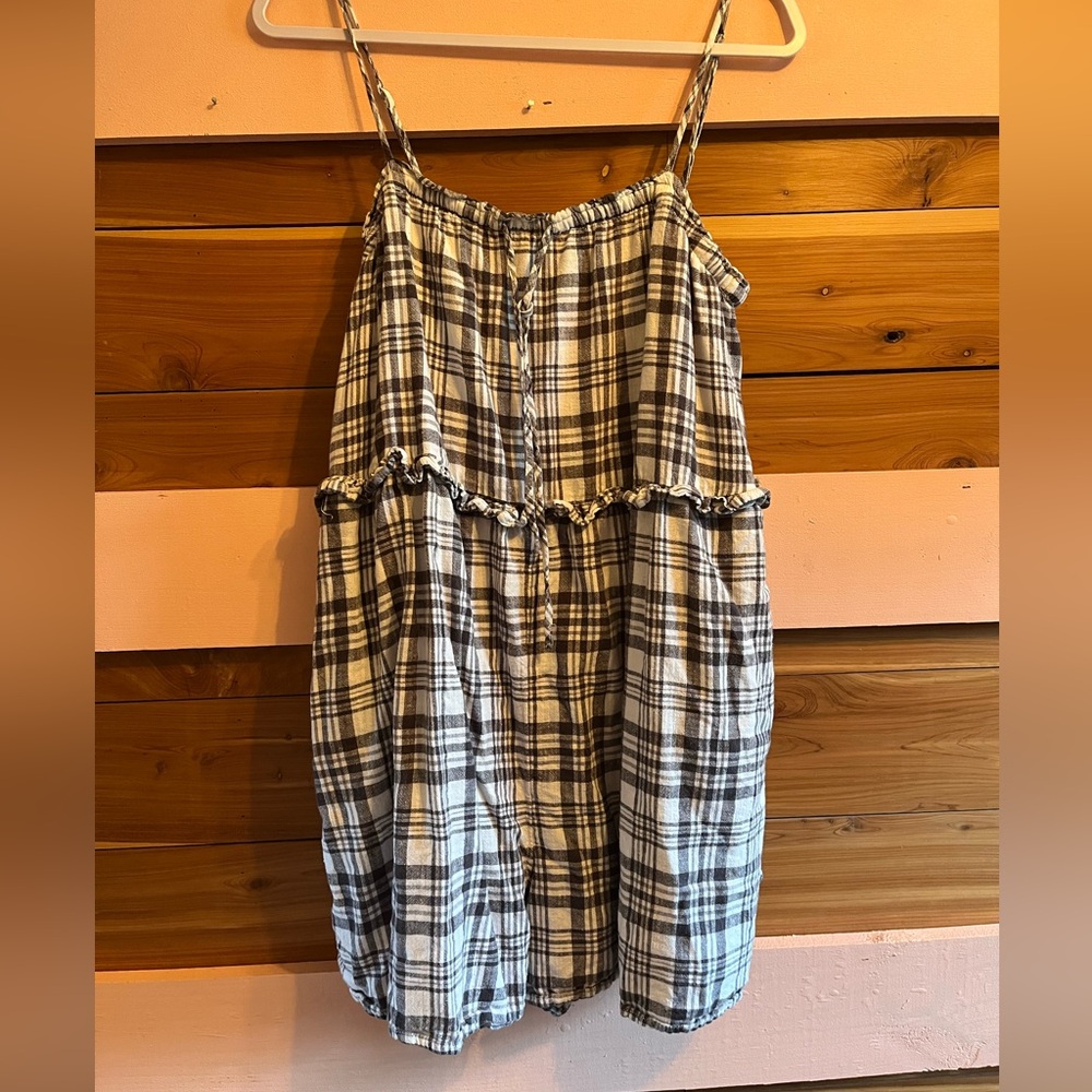 American Eagle Outfitters Black and White Tiered Ruffled Romper